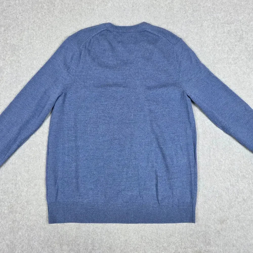 Banana Republic Large Blue Extra Fine Merino Wool V Neck Sweater
